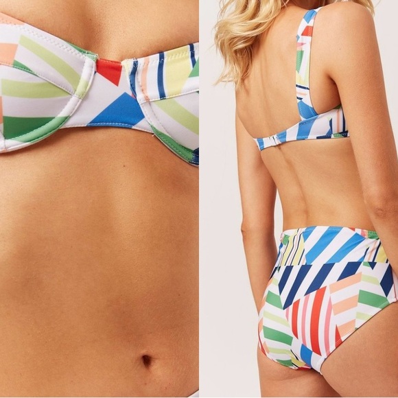 NWT Solid & Striped Lilo Broken Stripes Swim Top Large - Picture 3 of 11